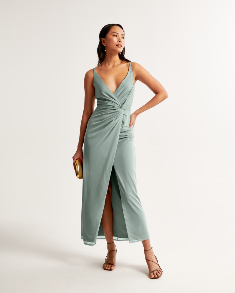 Women's Mesh Twist Wrap Maxi Dress | Women's The A&F Wedding Shop | Abercrombie.com | Abercrombie & Fitch (US)