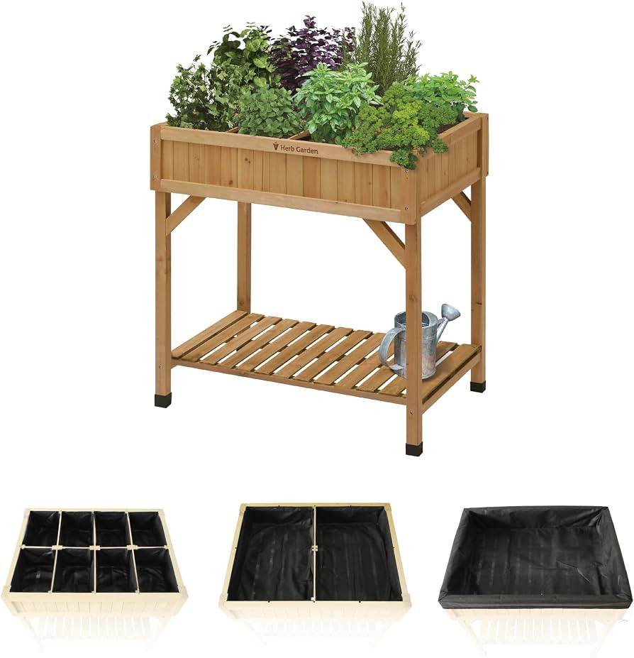 VegTrug\u00ae Custom Herb Planter, Durable and Rectangular Outdoor Planter, Natural | Amazon (US)