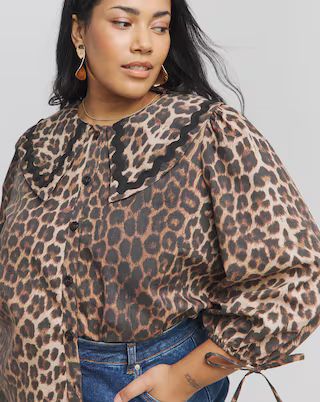 Leopard Oversized Collared Blouse | Simply Be (UK)