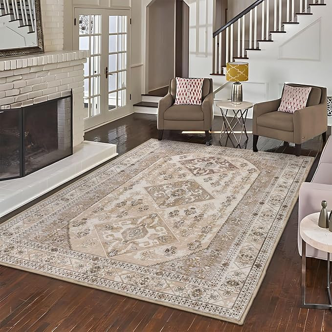 Rineflo-8'x10' Area Rugs,Machine Washable Rug for Living Room Dinner Room Bedroom,Bohemian Style ... | Amazon (US)