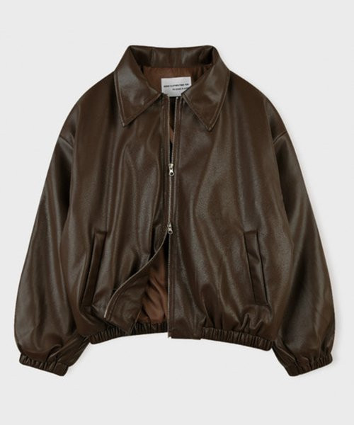 Vegan leather overfit blouson | Musinsa Global