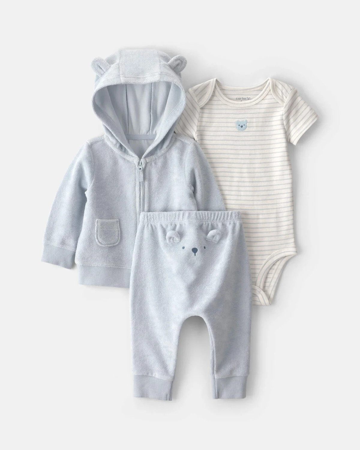 Baby 3-Piece Bear Terry Short-Sleeve Layering Set - Blue | Carter's Inc