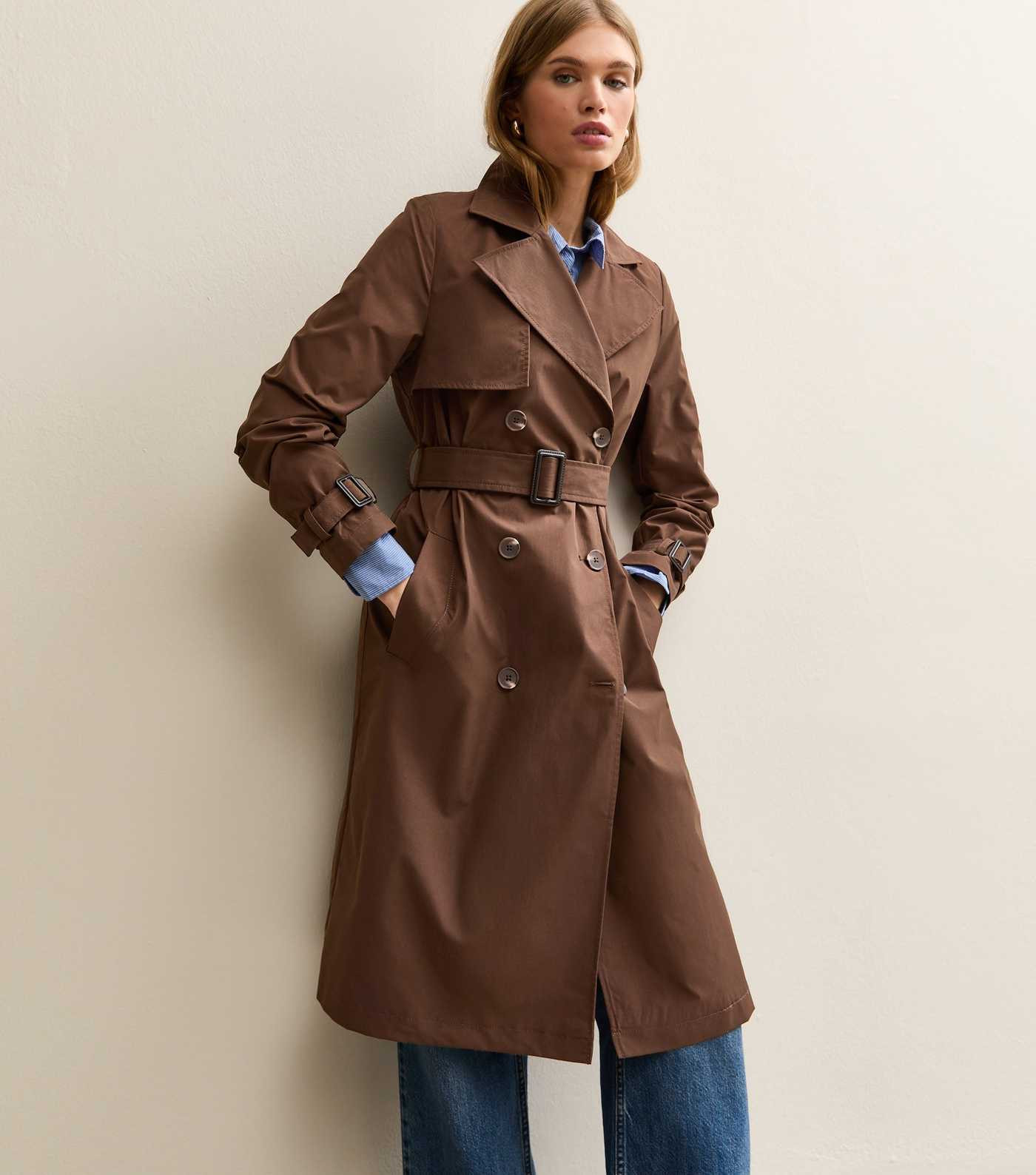 Dark Brown Double Breasted Trench Coat | New Look | New Look (UK)