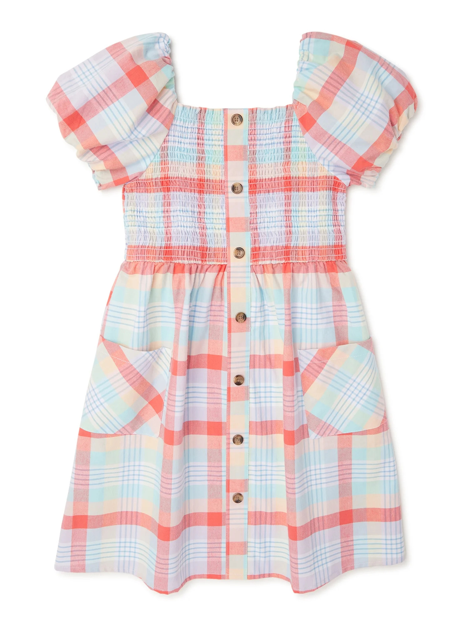 Wonder Nation Girls’ Puff Sleeve Dress Sizes 4-18 & Plus | Walmart (US)