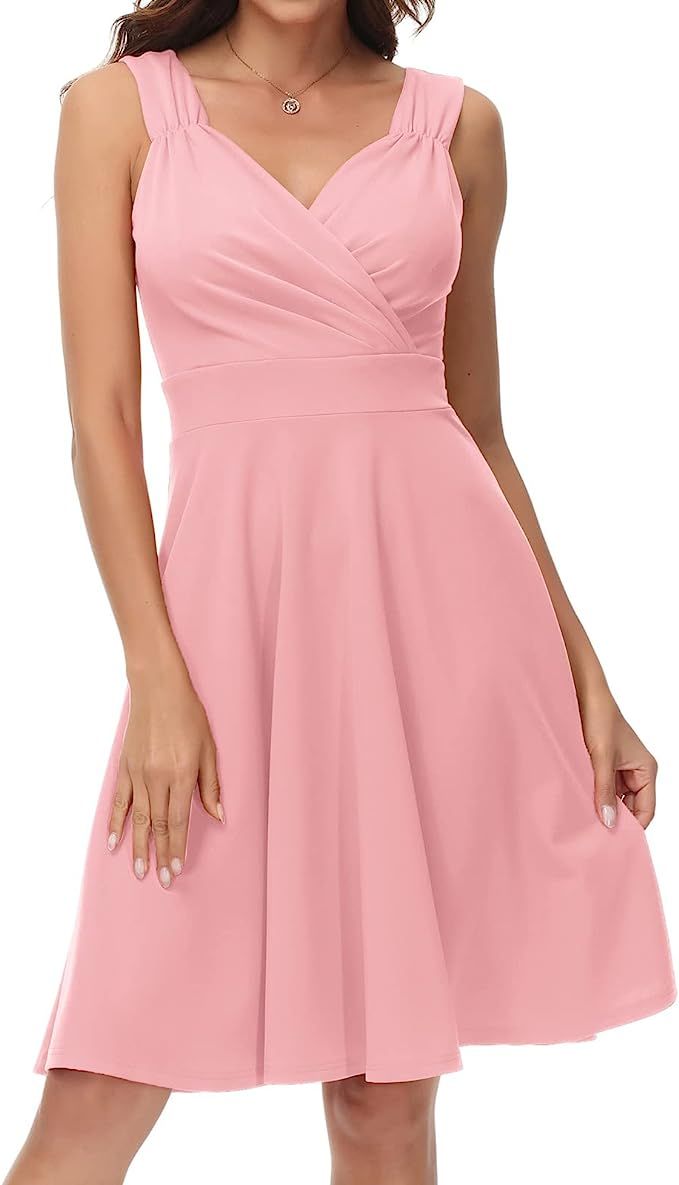GRACE KARIN Women's Sleeveless Wrap V-Neck A-line Bridesmaid Cocktail Party Dress | Amazon (US)