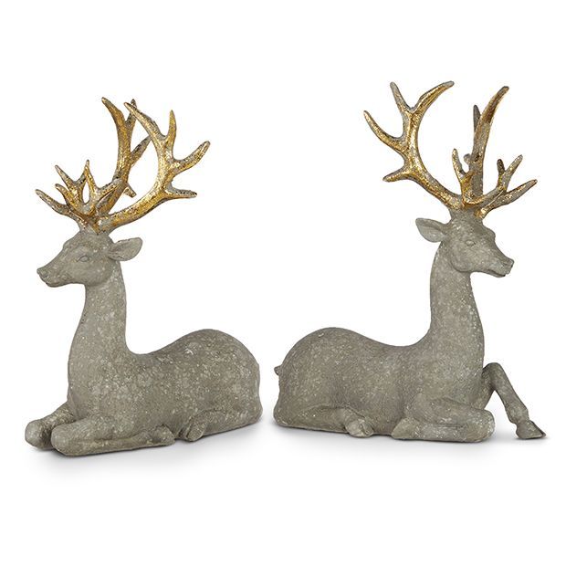 Rustic Elegance Textured Deer Figurines Set of 2 | Antique Farm House