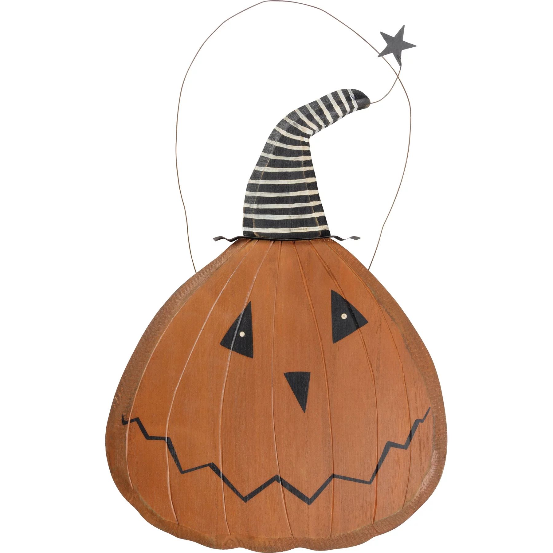 Halloween Home Decor Chunky Metal and Wood Rustic Hanging Pumpkin Head | Walmart (US)