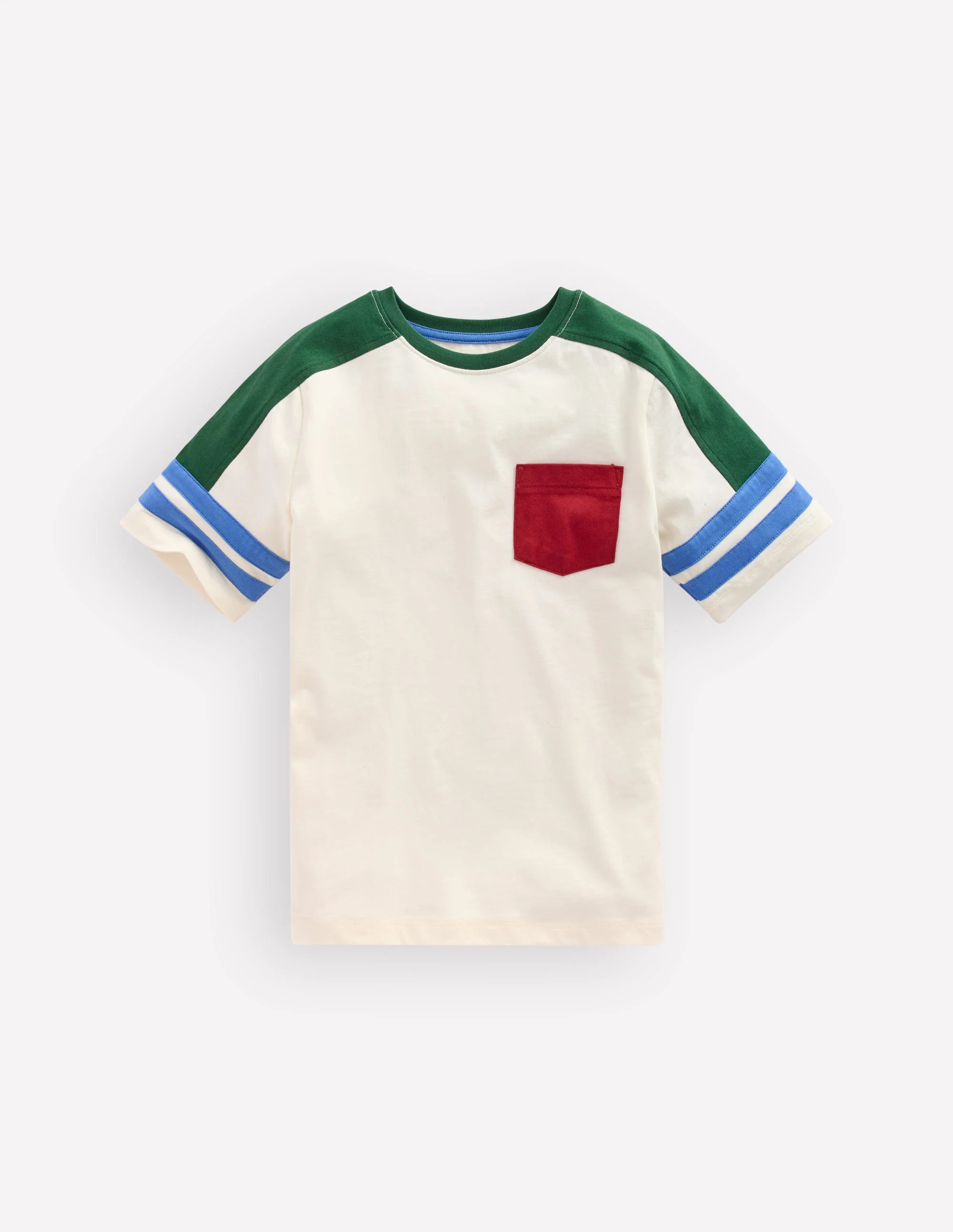 Short Sleeve Colourblock Tee-COCONUT MILK COLOURBLOCK | Boden (US)