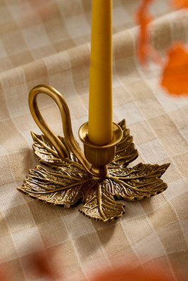 Brass Leaf Taper Holder | Anthropologie (US)