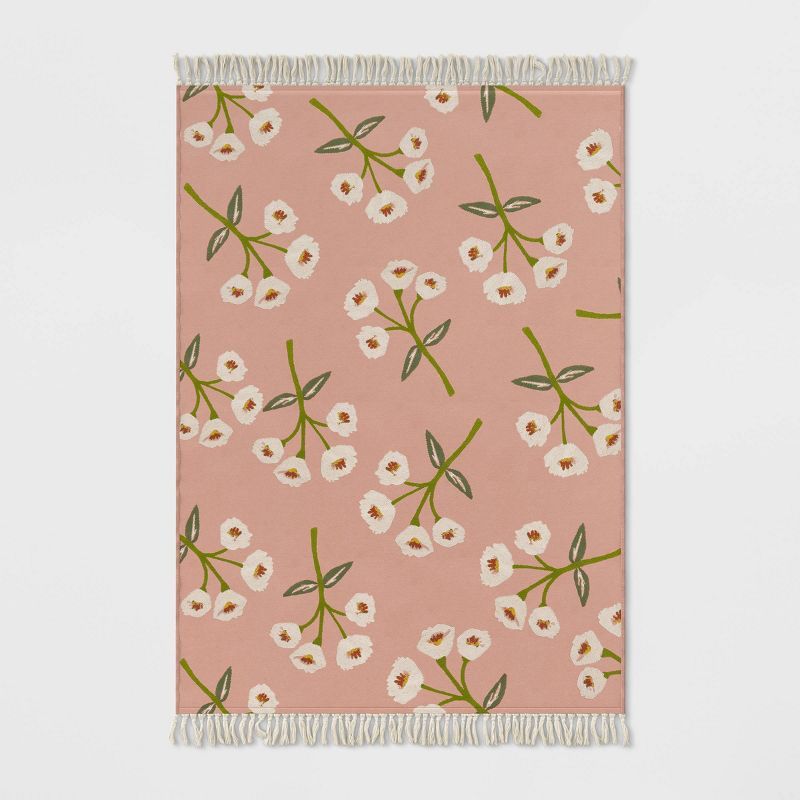 Floral Fringed Outdoor Rug Blush - Opalhouse™ | Target