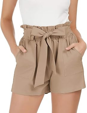 GRACE KARIN Women Bowknot Tie Waist Summer Casual Shorts with Pockets | Amazon (US)