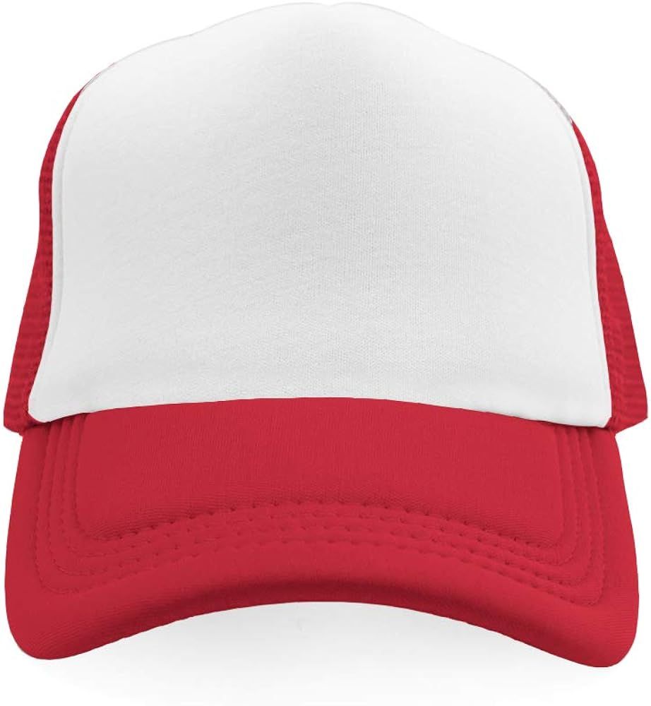 TopTie Blank 5 Panel Trucker Hat Foam Front Mesh Back 2 Tone Trucker Snapback Hat | Amazon (US)