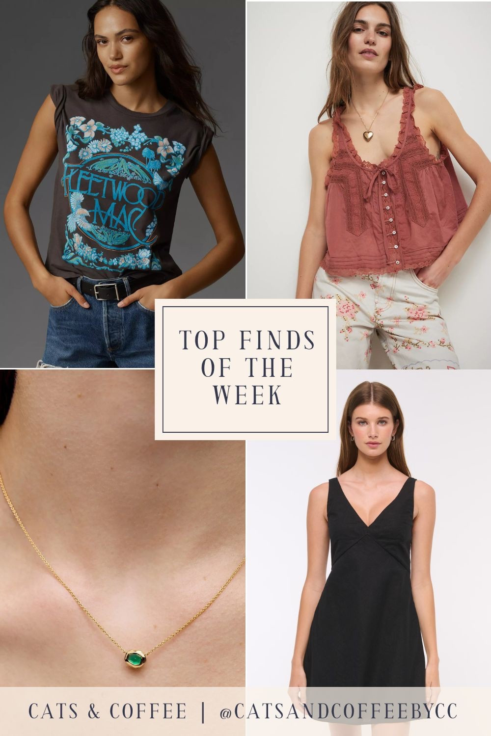 Four Top Finds of the Week: a cute band tee for casual days, a great Free People tank for when you want to be a little dressier, a linen blend Abercrombie dress to wear throughout warmer weather, and a new Monica Vinader green and gold necklace that is at once dainty and a fun pop of color!

#LTKSeasonal #LTKStyleTip #LTKFestival