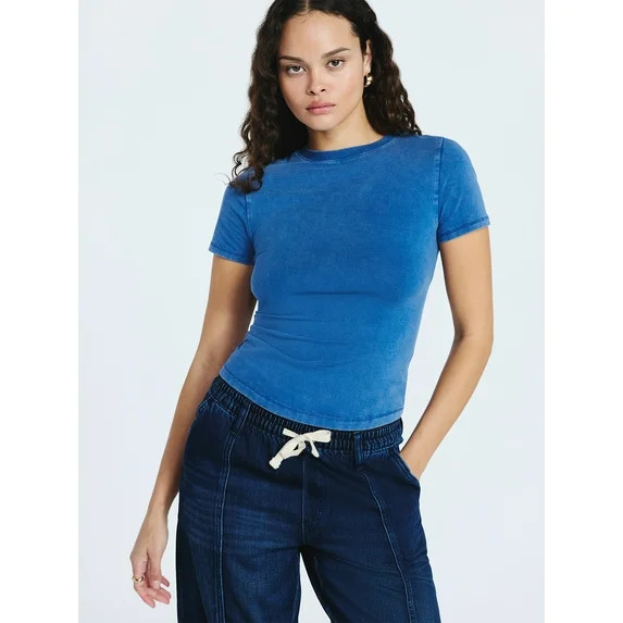 Scoop Women’s Stretch Cotton Blend Baby Tee with Short Sleeves, Sizes XS-XXL | Walmart (US)