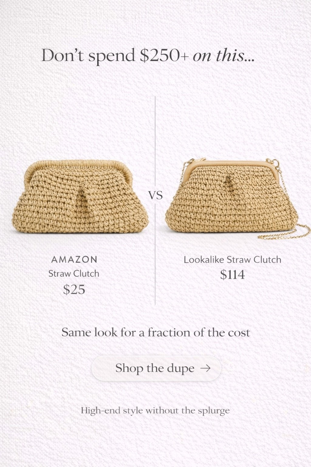 Don’t spend $100+ on a clutch when you can get the same look for $25. This woven straw bag dupe has that exact high-end feel and is perfect for summer outfits, vacations, or a beach day.

#LTKBeauty #LTKSwim #LTKSaleAlert