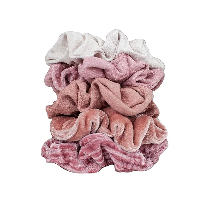 Kitsch Velvet Scrunchies for Hair, Hair Scrunchies for Women, Scrunchy Hair Bands, 5 Pack (Blush/... | Amazon (US)