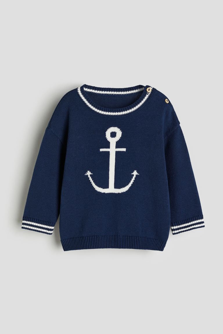 Cotton Sweater - Dark blue/anchor - Kids | H&M US | H&M (US + CA)