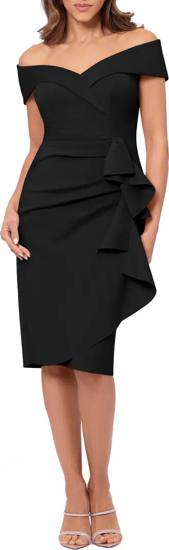 Ruffle Off the Shoulder Scuba Knit Cocktail Dress | Nordstrom
