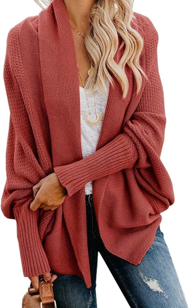 Mafulus Womens Cardigan Sweaters Oversized Open Front Batwing Chunky Knit Outwear | Amazon (US)