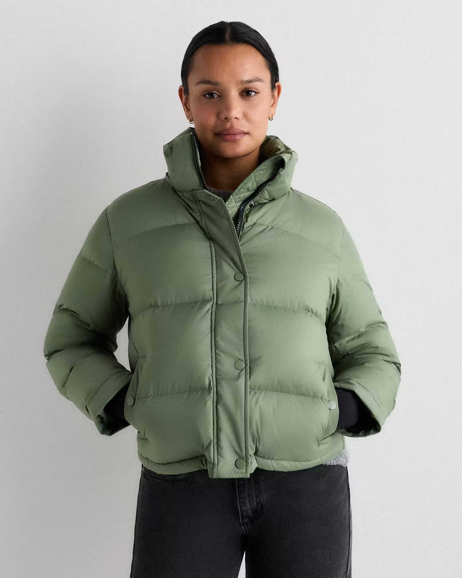 Responsible Down Cropped Puffer Jacket in Sea Spray Green | Quince