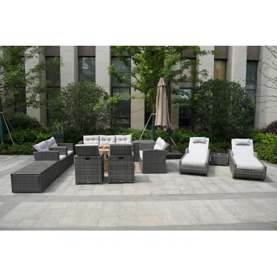 Heloise Wicker/Rattan 11 - Person Seating Group With Cushions | Wayfair North America