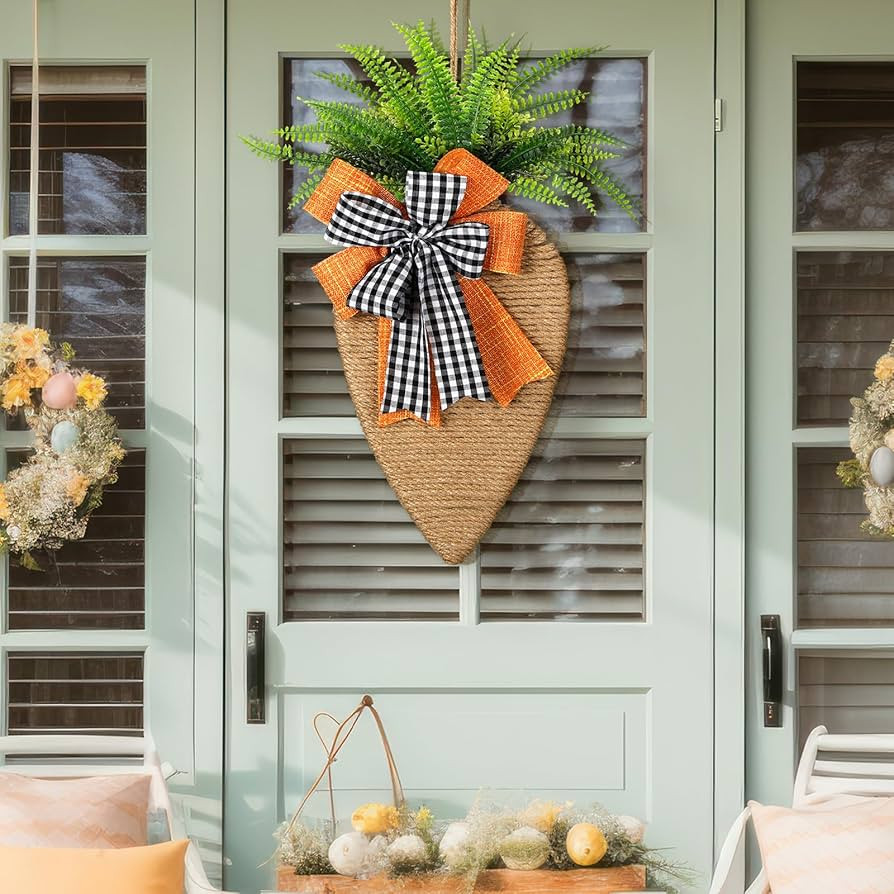 Dingion Easter Wreath Easter Carrot Wreath Sign for Front Door Wall Decorations for Outdoor Outsi... | Amazon (US)
