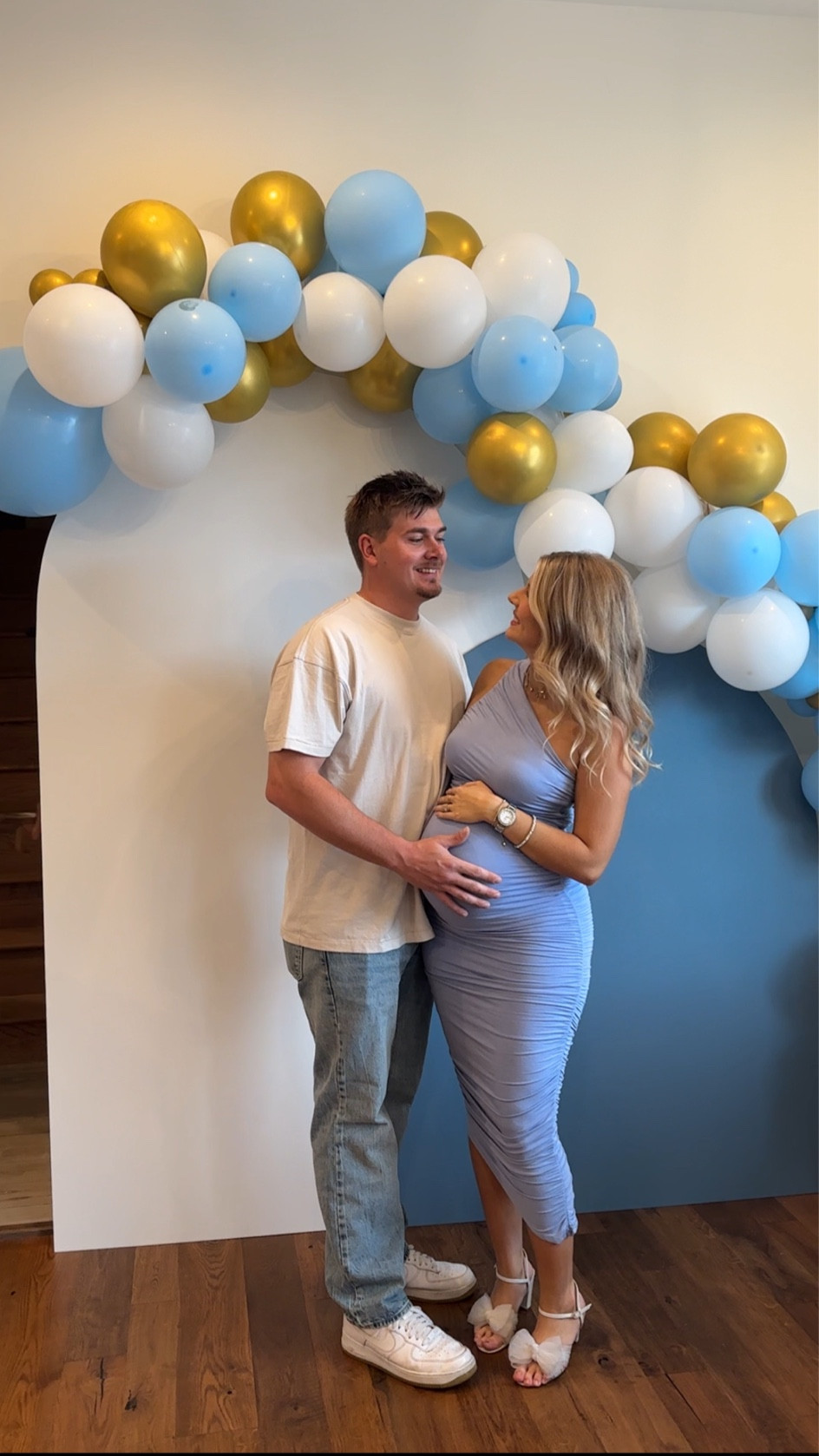 Baby shower outfit wearing a size small // blue ruched dress // maternity dress // baby shower dress for boy 

#LTKbump #LTKbaby