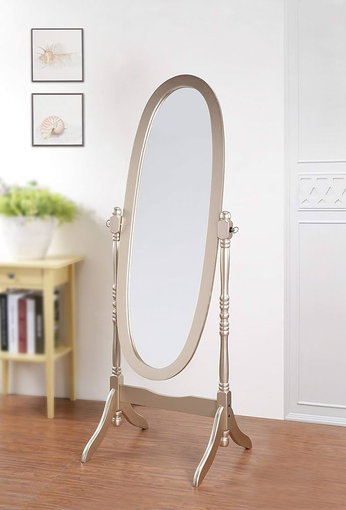 Roundhill Furniture Queen Anna Style Floor Cheval Mirror, Gold | Amazon (US)