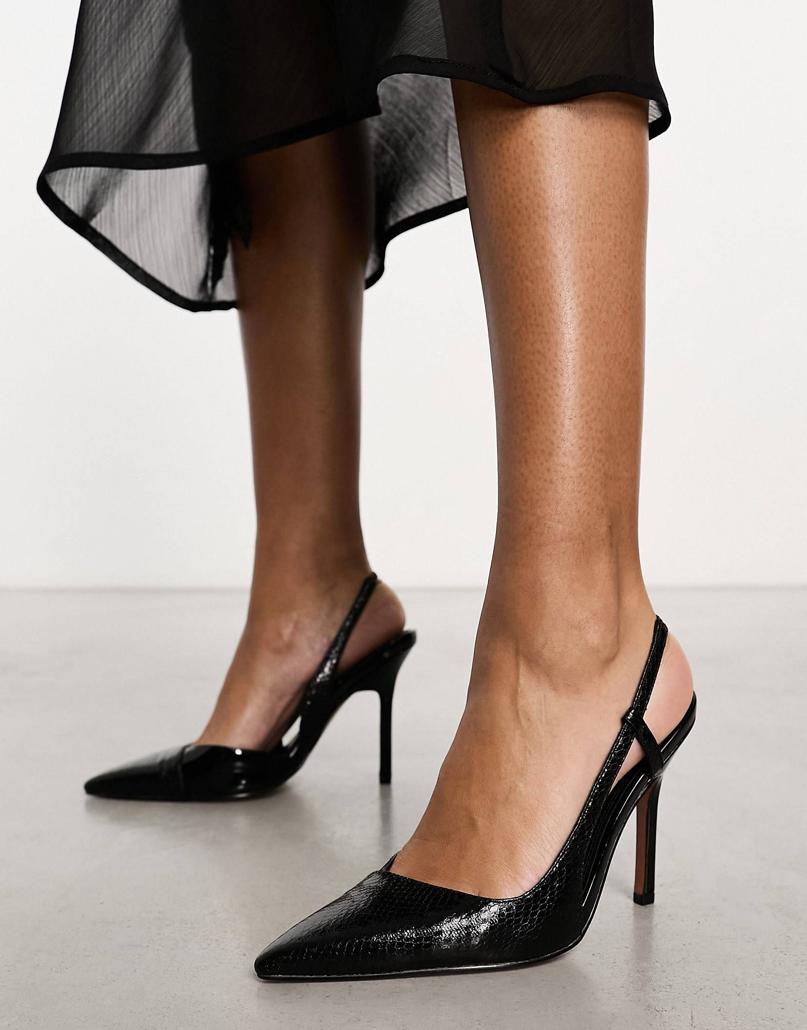 ASOS DESIGN Peri slingback high heeled shoes in black | ASOS (Global)
