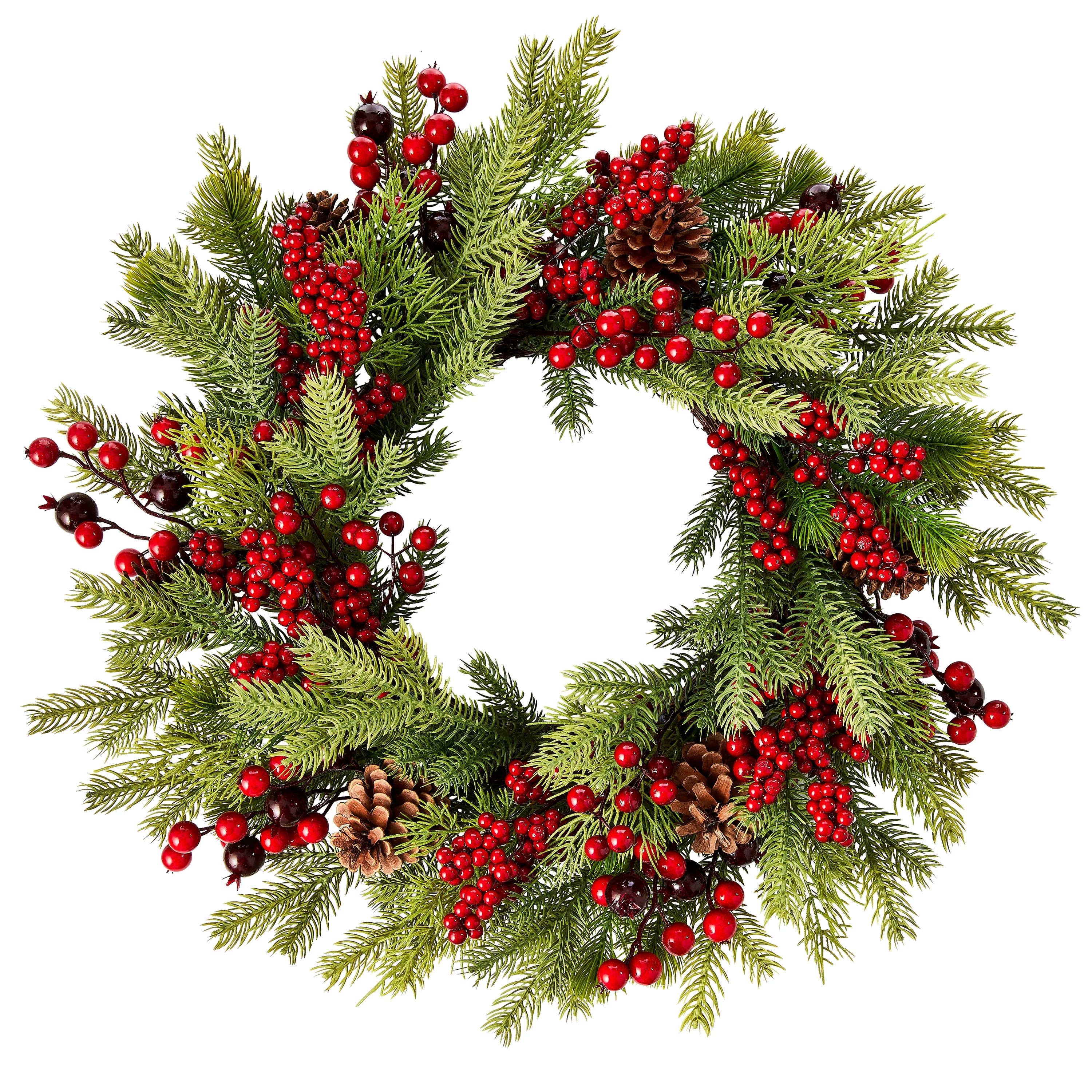 Brand Red Berry Traditional Christmas Door Decoration Wreath, 22 in x 22 in 6 in, by Holiday Time | Walmart (US)