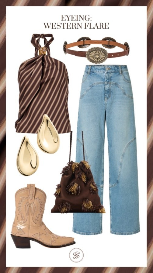 Western flare
Cowboy boots
Evening bag