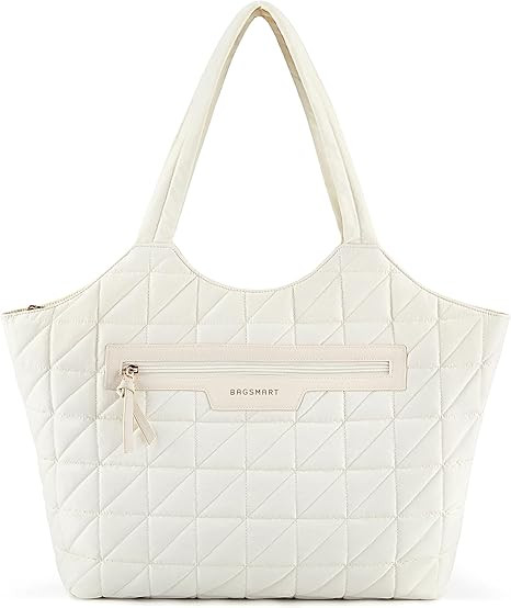 BAGSMART Tote Bag for Women, Quilted Travel Top Handle, Large Shoulder HandBags with Zipper for W... | Amazon (US)