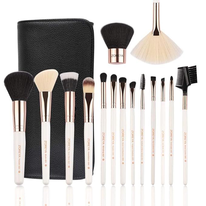 ZOREYA Makeup Brushes Set,15pcs Rose Gold Luxury and Fashion Makeup Brushes,Professional Premium ... | Amazon (US)