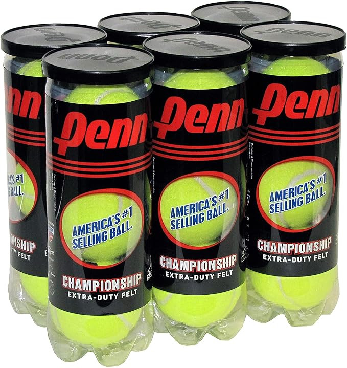 Penn Championship Tennis Balls - Extra Duty Felt Pressurized Tennis Balls - 6 Cans, 18 Balls | Amazon (US)