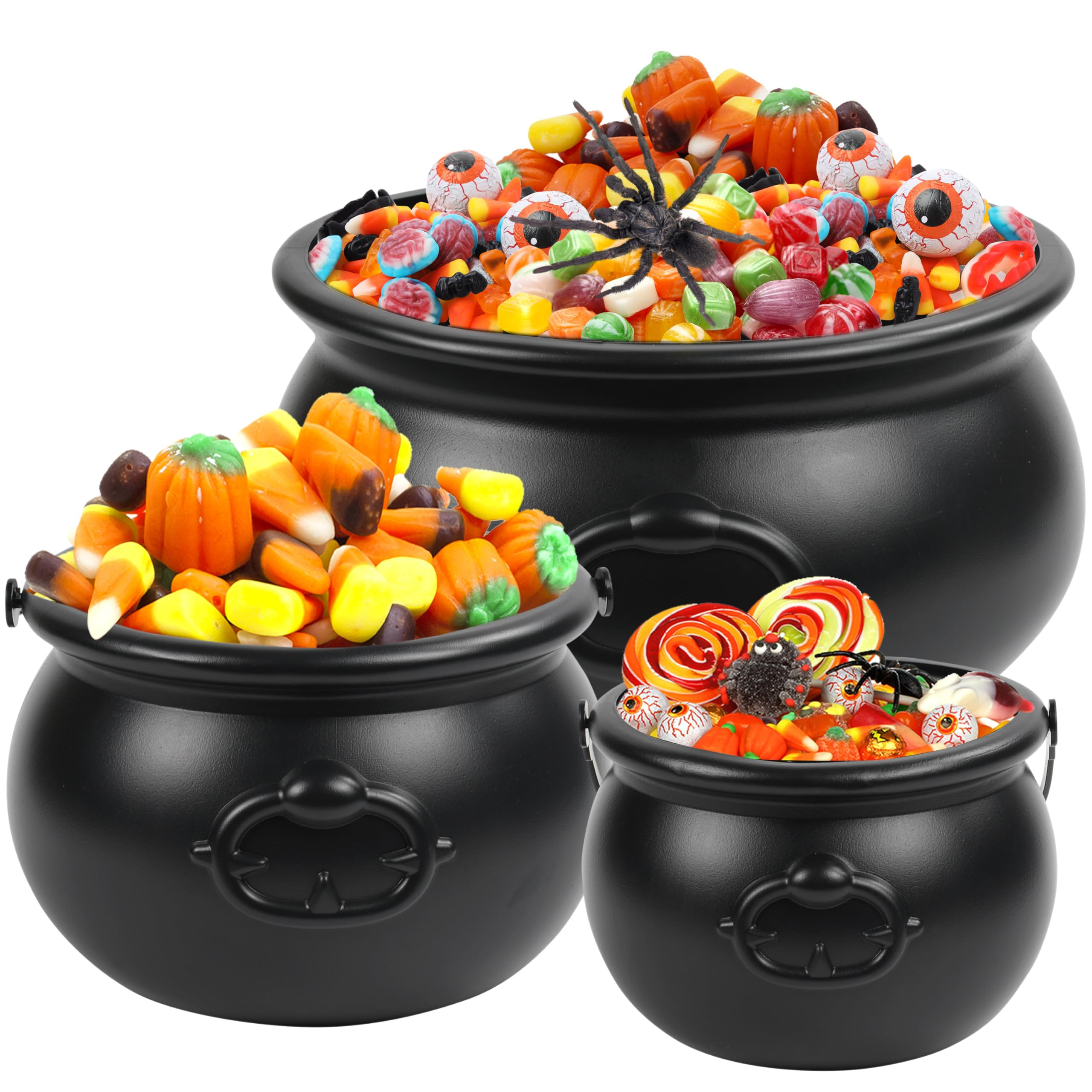 3 in 1(12.8",9.8”, 7.7”) Package Halloween Large Witches Cauldron Kettles, Black Plastic Witc... | Amazon (US)