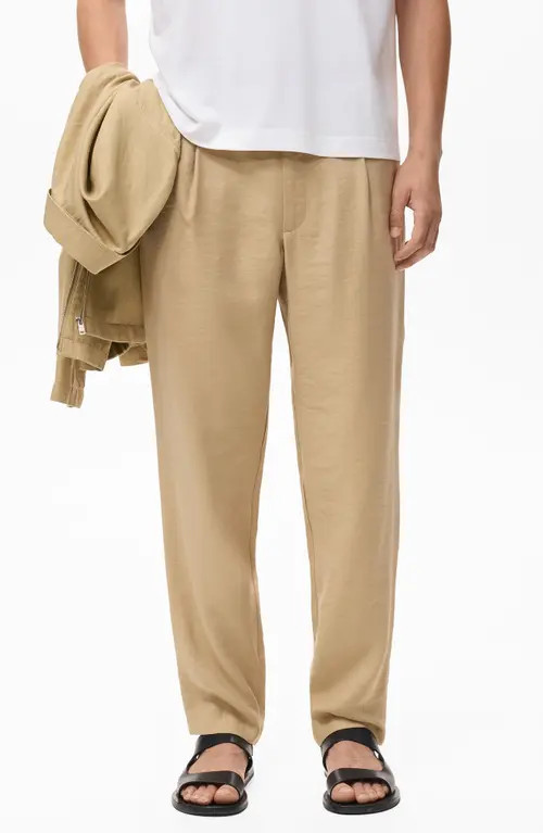 MANGO Pleated Straight Fit Pants in Beige at Nordstrom, Size 32 | Nordstrom