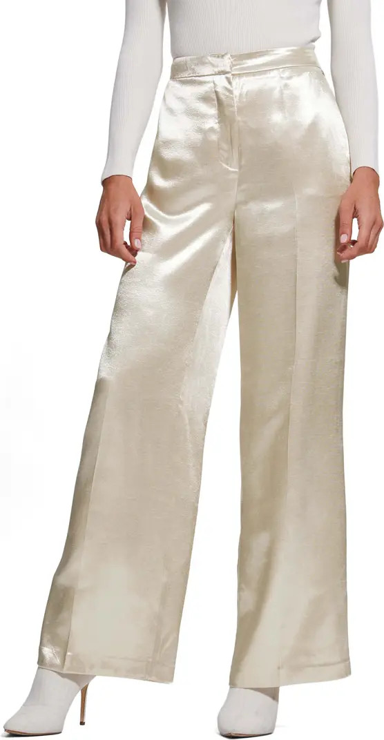 GUESS Brisilda High Waist Wide Leg Satin Pants | Nordstrom | Nordstrom