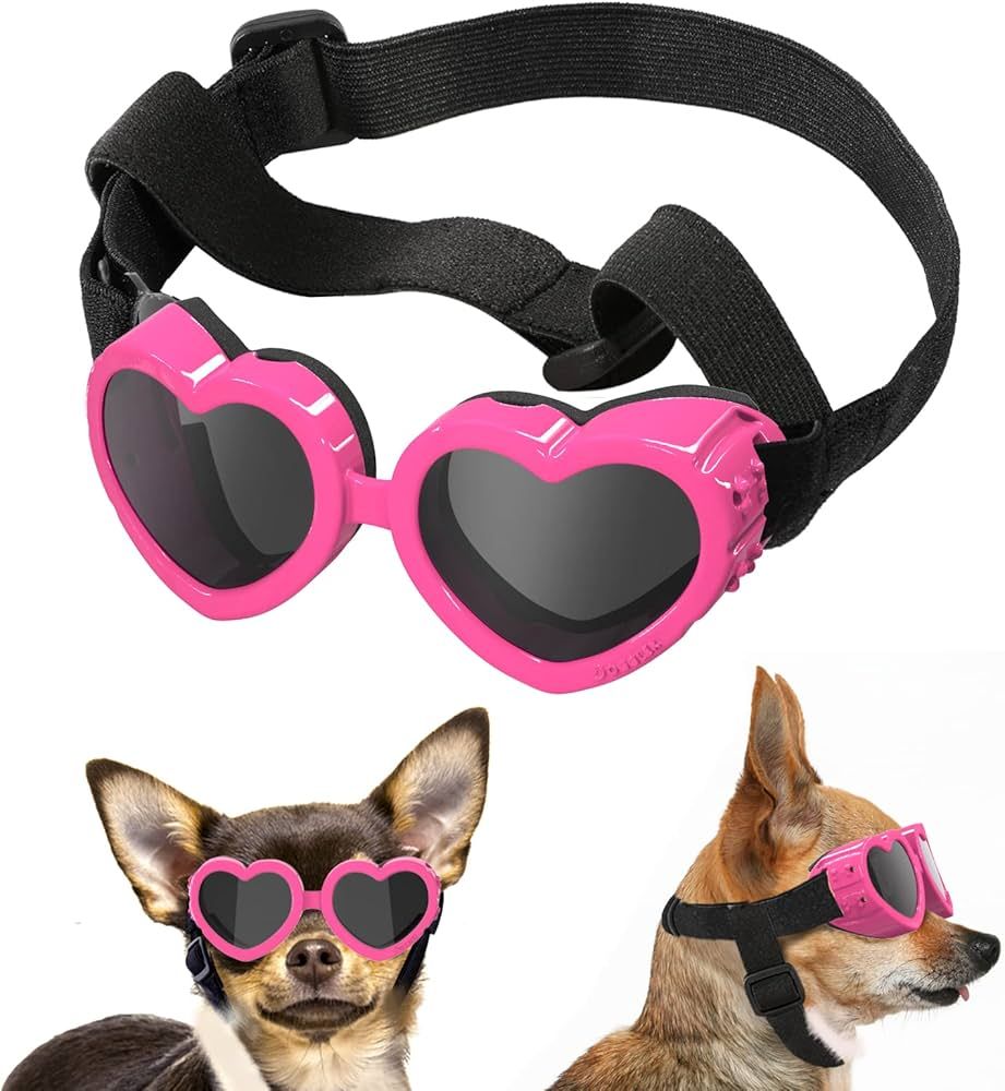 Small Dog Sunglasses UV Protection Goggles Eye Wear Protection with Adjustable Strap Doggy Heart ... | Amazon (US)