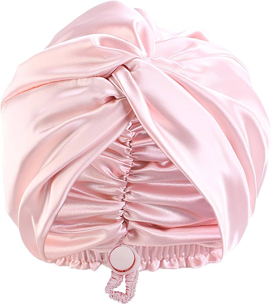 Adjustable Silk Satin Bonnet for Sleeping: Women Night Wrap Sleep Cap Turban for Men, Large Long ... | Amazon (US)