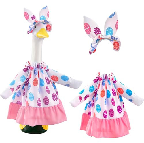 LINLINGTOYS Easter Porch Goose Outfits - Bunny Goose Clothes for 23'' Cement Statue, Spring Festival Costume Geese Decor for Outdoor Garden, Patio, Lawn Easter Egg Hunt & Party | Amazon (US)