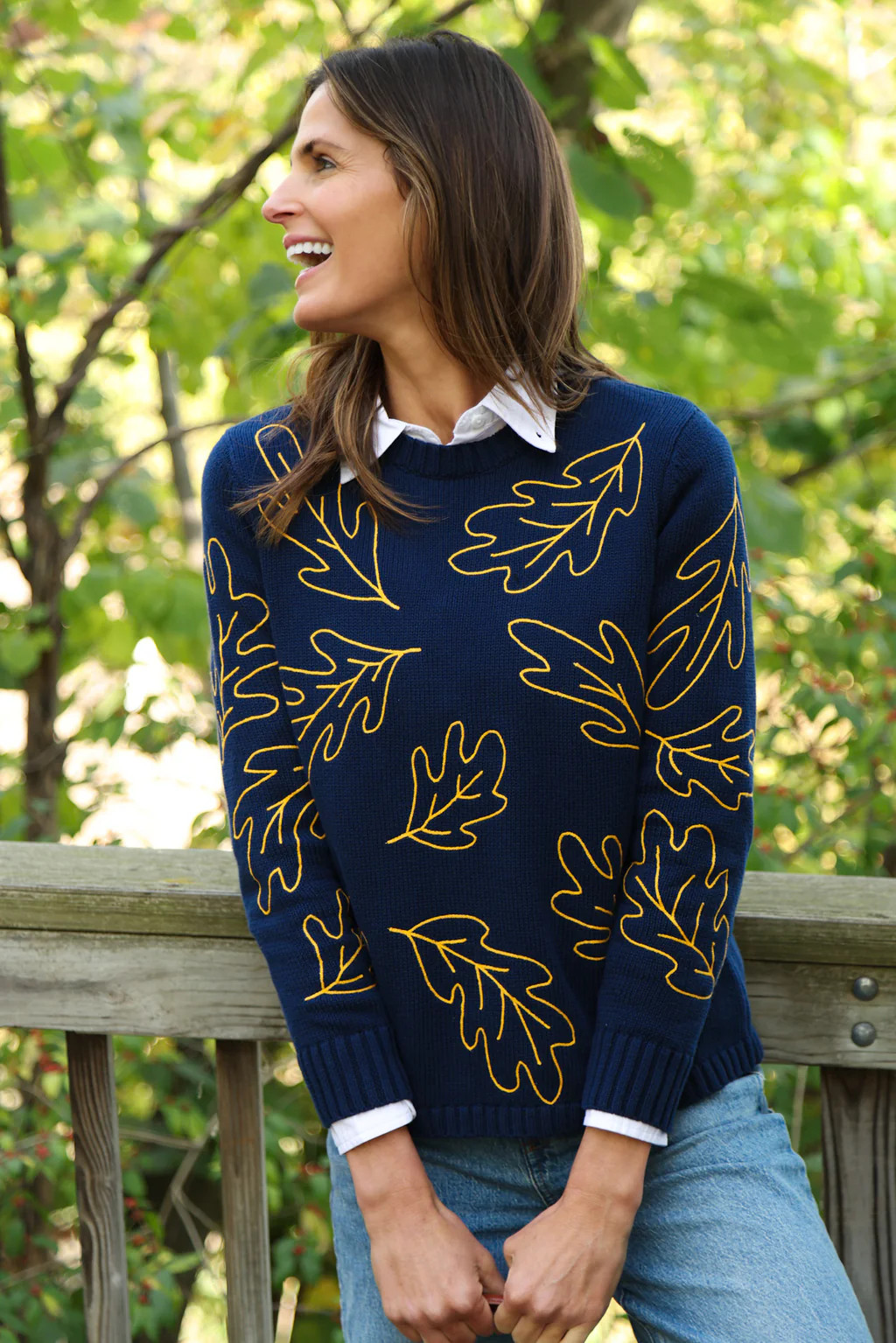 Fall Leaves Heirloom Cotton Sweater | Duffield Lane