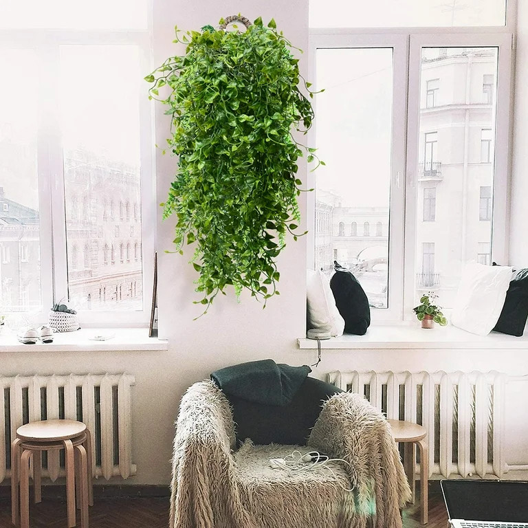 2pcs Artificial Hanging Plants Fake Hanging Plant Faux Ivy Leaf Greenery Vine Outdoor UV Resistan... | Walmart (US)