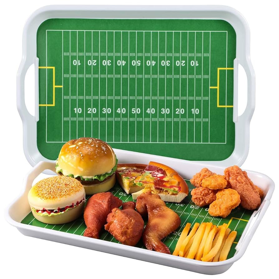 Yungyan 2 Pcs Plastic Football Serving Trays with Handles 15 x 11 x 1.89 Inch Football Stadium Se... | Amazon (US)