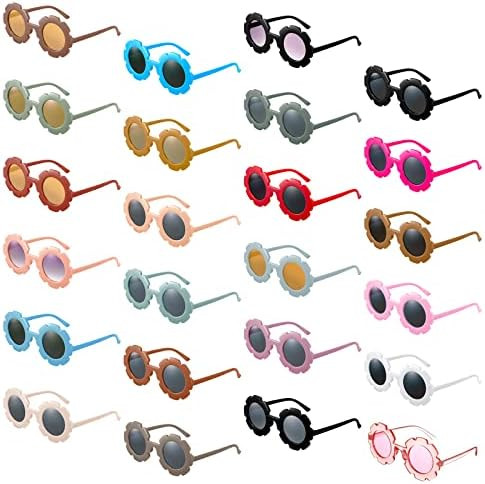 24 Pairs Flower Sunglasses Bulk Round Cute Flower Shaped Glasses Groovy Sunglasses Beach Eyewear ... | Amazon (US)