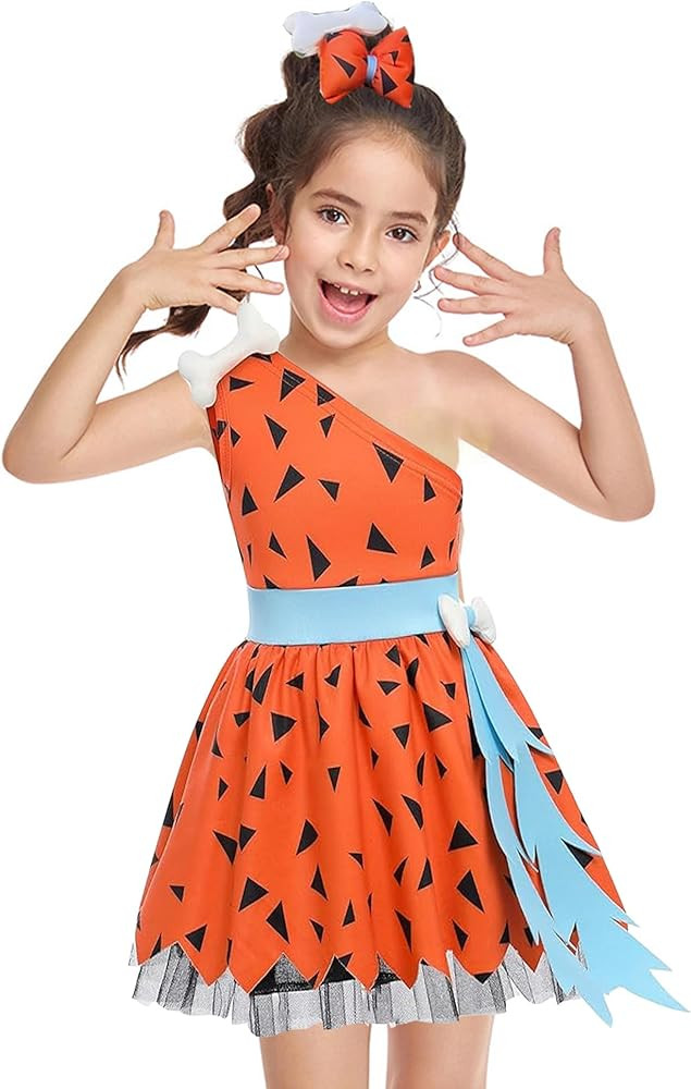 Baby Girls Pebbles Costume Caveman Bam Bam Costume Toddler Historical Stone Age Themed Halloween ... | Amazon (US)