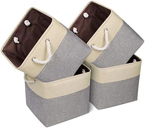 Univivi Storage Cube Basket，Storage Cubes Grey With Two Cotton Rope Handles，Storage Baskets f... | Amazon (UK)