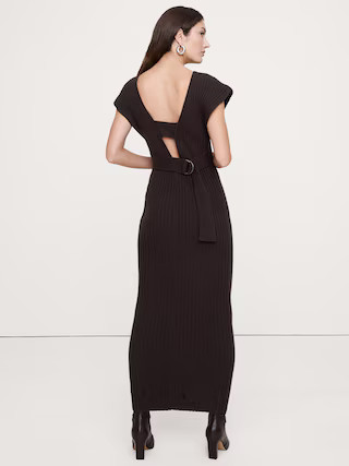 Merino-Cotton Maxi Dress with Open Back | Banana Republic (US)