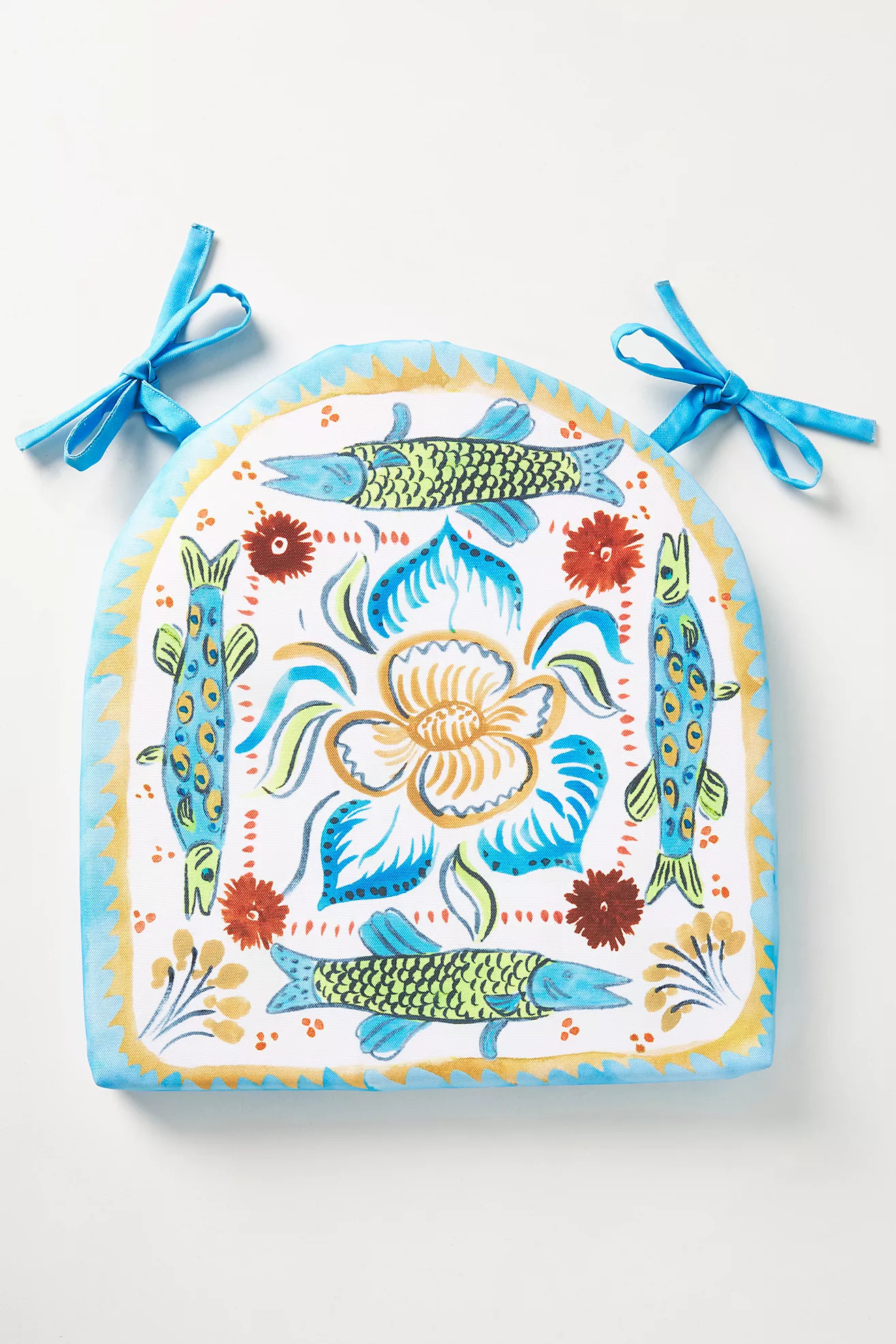 Fish Bloom Indoor/Outdoor Seat Cushion | Anthropologie (US)