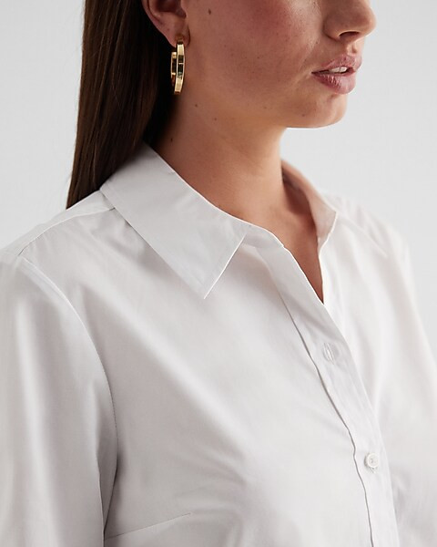 Cotton Cropped Portofino Shirt | Express