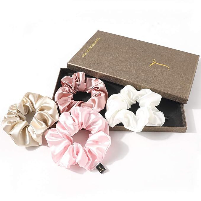 Silk Scrunchies Women Hair Ties - Lobaba Big Scrunchy Hair Bands Elastic Hair Accessories Soft La... | Amazon (US)